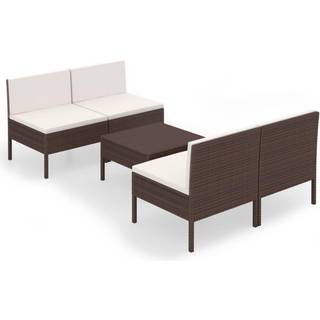 loungesæt til haven 5 dele med hynder polyrattan grå