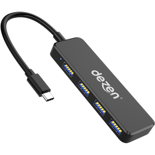 dezen UH34 Type C USB hub - USB 3.0 - 4 ports - Sort