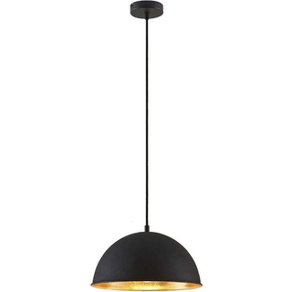 Lindby hængelampe Leya, sort/guld, metal, Ø 30 cm, E27