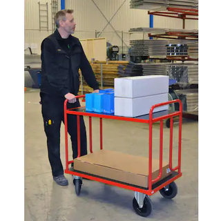 Lagervogn 100x60 cm, 500 kg, Massive hjul