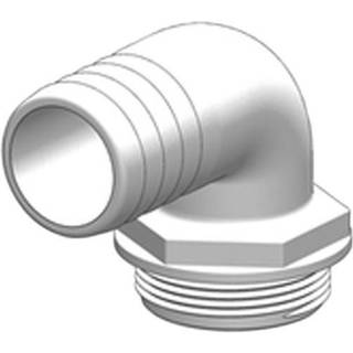 Slangnippel TruDesign Aquavalve Tails, komposit, vinklet 90°, 1 1/2" G (BSP) (udvendig) til 1 1/2" (38 mm) slange, hvid