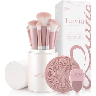 Luvia Cosmetics Brush Brush Set Prime Vegan Set Candy Kosmetikpensel 7 stk. + makeup-svamp 1 stk. + rensesvamp 1 stk. + penselholder der kan lukkes 1 stk. 1 Stk. (224,00 kr / 1 stk.) - 1 Stk.