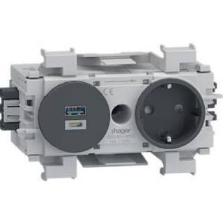 Hager Ecoline 1xschuko stikk. + usb l