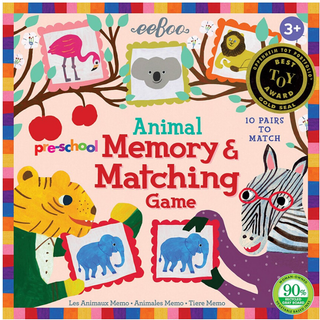 Eeboo: f?rskolens dyrehukommelse og matchende spil 10 par for at matche udviklingsm?ssige og uddannelsesm?ssige robuste og tykke fliser i alderen