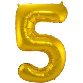 5 Formet Nummer Folieballon (Guld, 86 cm)