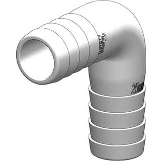 Slangevinkel TruDesign Tail to Tail Connector, komposit, 90°, 25 mm (1") slange, hvid