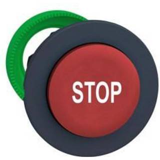 Schneider Trykknap flush rød m/"stop" ophøjet