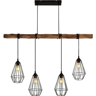 Lindby hængelampe Eldarion, 116 cm, 4 lyskilder, træ, E27