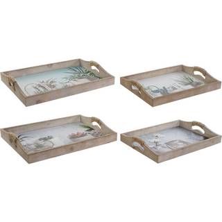 Bakkesæt DKD Home Decor Hvid Sort Gylden Træ MDF 40 x 30 x 6 cm (2 enheder)