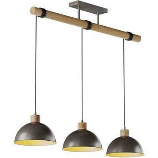 Lindby hængelampe Holgar, grå, 3 lyskilder, træ, metal, E27