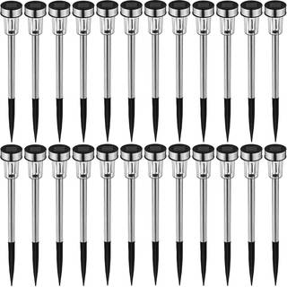 24x LED lampe med solceller og farvet lys - sølv