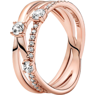 Pandora 189400C01 Damen-Ring Funkelndes Dreierband