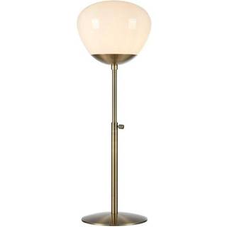 Rise bordlampe, højde 75 cm, antik messing, jern, glas