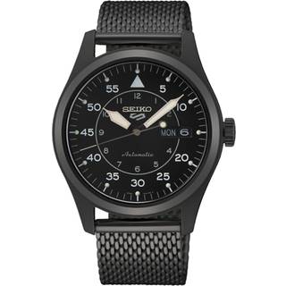 Seiko 5 Automatic Flieger Pilot/Aviation Black Dial Black PVD Milanese Bracelet Men's Watch SRPH25K1