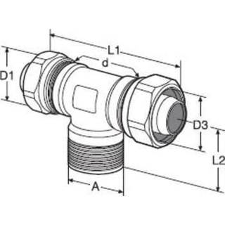 Px-tee 22mm- 1/2'' t/pe-pex