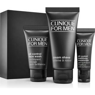 Clinique for Men Starter Kit indstillet til daglig oliekontrol | Face Wash 1 fl oz | Fløde barbering 2 fl oz | Mattifying fugtighedscreme 0,5 fl