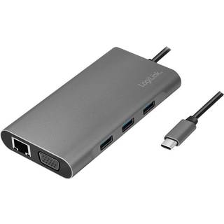 LogiLink USB 3.2 Gen 1 docking station USB-C 10-port PD silver