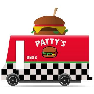 Candylab Toys Candycar Wood Food Truck Collection - Hamburger Van Premium håndlavet Beech Wood Toy Car