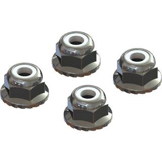 ARRMA AR708008 Flanged Nyloc Locknut 4mm Silver (4)