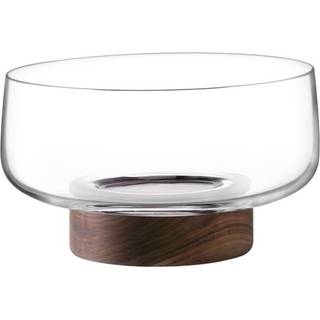 LSA International Tableware - 'City' bowl and walnut base in Clear glass