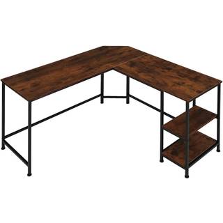 Skrivebord Hamilton 138x138x75,5cm - Industrielt mørkt træ, rustikt