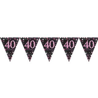 Vimpelguirlande 40 år Pink Sparkling
