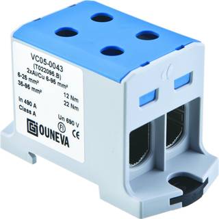 Ouneva Otl-isoleret universal klemme aluminium/kobber 2*(6-95) mm2 blå