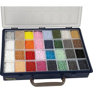 Rocaiperler, diam. 1,7+3+4 mm, str. 6/0+8/0+12/0, hulstr. 0,5-1,2 mm, Farve kan variere, 32x100g/ 1 pk.