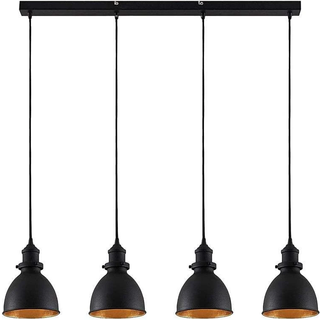 Lindby pendellampe Jasminka, sort/guld, metal, 4 lyskilder.