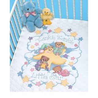 Dimensioner 3171 Twinkle Twinkle Twinkle Quilt Stamped Cross Stitch Kit 34 '' W X 43 '' H White White