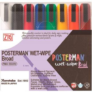 Marker Posterman wet-wipe 6mm 8-set, ZIG PMA-550V-8