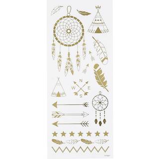 Indianske stickers i guld - 10x24 cm ark