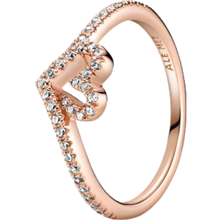 Pandora Rose Sparkling Wishbone Heart Ring - 60 - Rose Gold