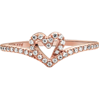 Pandora Rose Sparkling Wishbone Heart Ring - 60 - Rose Gold