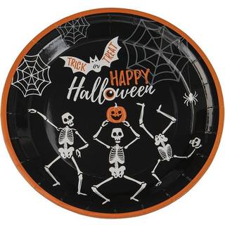 Halloween paptallerkner 8 stk. - Skeletter