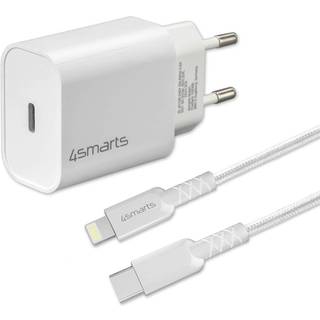4smarts VoltPlug PD 20W USB-C Vægoplader m. Kabel  - Hvid