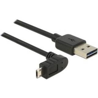 Dual Easy USB 2.0 - USB-A / Micro-B - Vinklet - Sort - 0.5 m