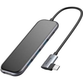 Baseus Multifunktionell Hubb, 3xUSB-A 3.0, HDMI 4K, PD, RJ45 - Grå