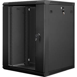 Lanberg WF01-6615-10B Rack Cabinet 19" Wall Mount 15U 600x600 (Flat Pack) With Glass Door Black