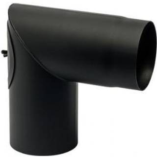 Metalbestos 250 mm knærør 90° m/renseklap sort røgrør