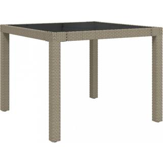 havebord 90x90x75 cm hærdet glas og polyrattan hvid