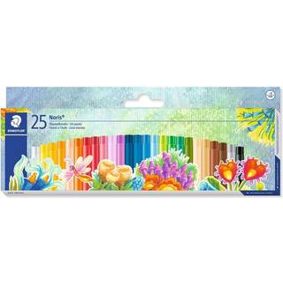 STAEDTLER Noris Club Oliepastelfarver, 25 stk Sæt med 25 ass. oliepastelfarver. Disse flotte farver er særligt brudresistente og er derudover også vandfaste.