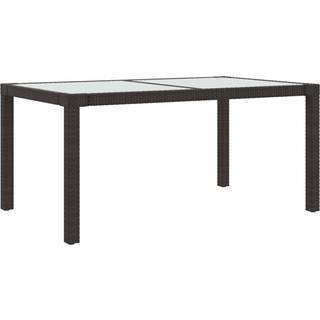 havebord 150x90x75 cm hærdet glas og polyrattan brun