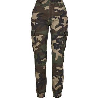 Urban Classics Dame High Waist Camo Cargobukser Woodland - W27