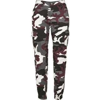 Urban Classics Dame High Waist Camo Cargobukser Wine Camo - W27