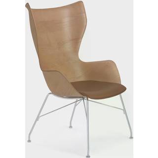 Kartell K/Wood Lænestol Sort/Mørk Asketræ med Lædersæde