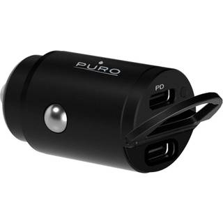Puro PD (Power Delivery) 30W Mini Biloplader m. 2 x USB-C - Sort
