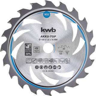 KWB Rundsavsklinge, TCT, mediumtynd, Ø150/Ø16 mm, 20 tænder