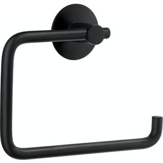 Beslagsboden selvklæbende toiletpapirholder, rund bagplade, mat sort
