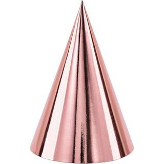 6 stk. Metalliske rose guld partyhatte
